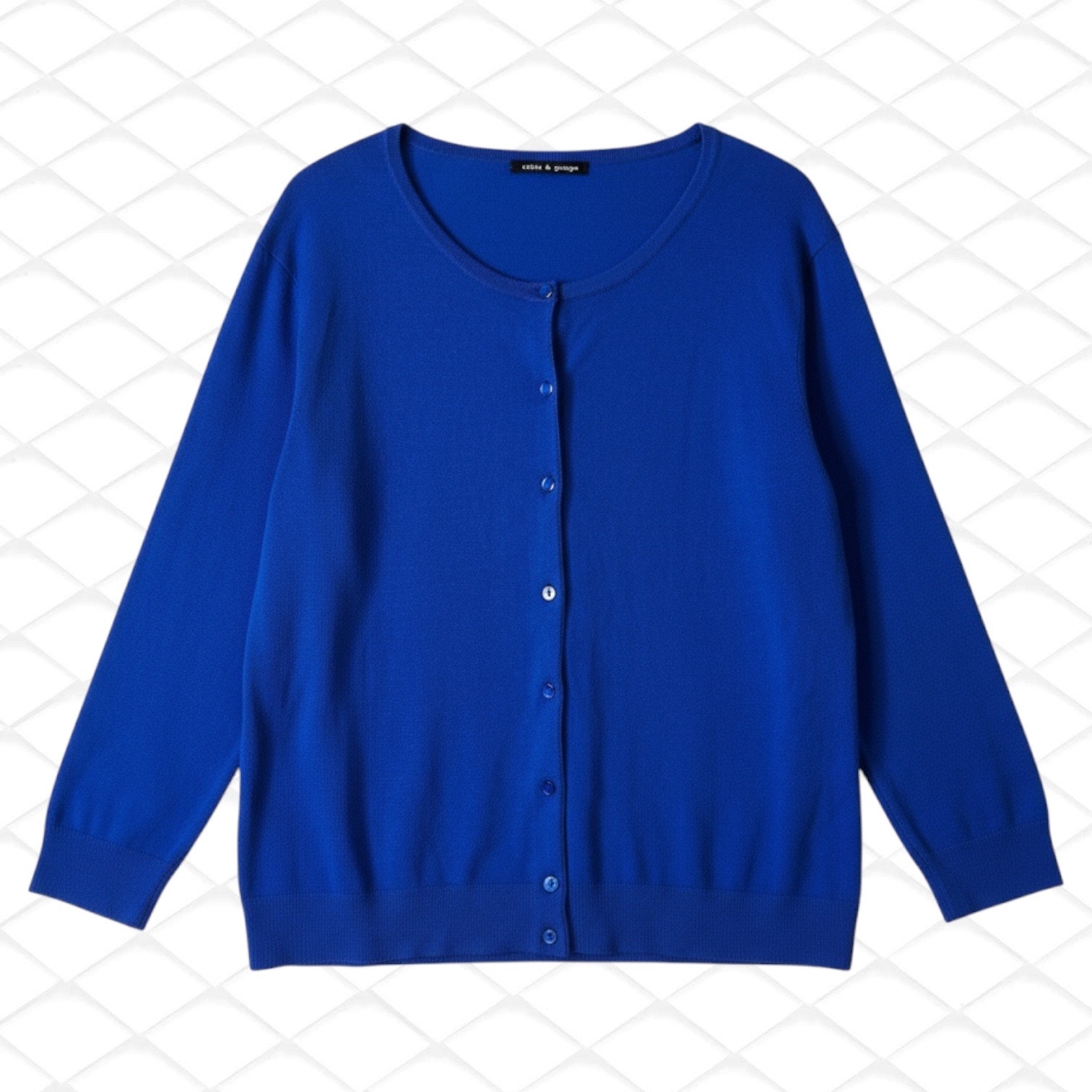Cable & Gauge Womens Button Cardigan Work Sweater Blue Long Sleeve Preppy Modest